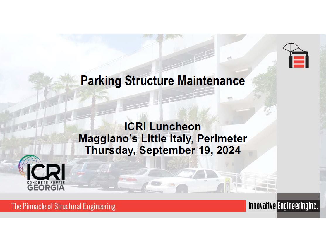 Parking Structure Maintenance - ICRI Luncheon